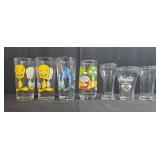 Set of Vintage Cartoon and Coca-Cola Collector Glasses