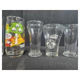 Set of Vintage Cartoon and Coca-Cola Collector Glasses