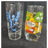 Set of Vintage Cartoon and Coca-Cola Collector Glasses