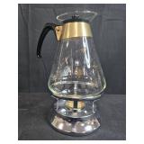 Vintage Glass Coffee Carafes with Warming Stands - Set of 2