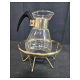 Vintage Glass Coffee Carafes with Warming Stands - Set of 2