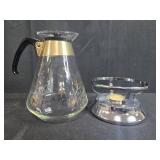 Vintage Glass Coffee Carafes with Warming Stands - Set of 2