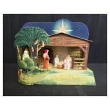 Vintage Light-Up Nativity Scene (untested) and Mini Wooden Christmas Ornaments Lot
