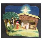 Vintage Light-Up Nativity Scene (untested) and Mini Wooden Christmas Ornaments Lot