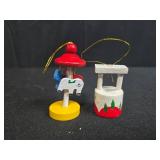 Vintage Light-Up Nativity Scene (untested) and Mini Wooden Christmas Ornaments Lot