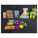Assorted Vintage Collectibles Lot: Teletubbies Plush, Snoopy Display, Science Kit, Stationery and Toys