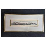 Framed Art Lot with Winter Scene at West Point, St. Louis Prints, Carlisle PA Jug, and Collectible Mugs