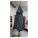 Glass Patio Table with 4 Folding Chairs and Umbrella