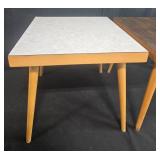 Pair of Mid-Century Modern Side Tables and Wooden Bench with Pink Seat