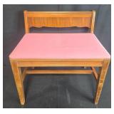Pair of Mid-Century Modern Side Tables and Wooden Bench with Pink Seat