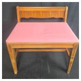 Pair of Mid-Century Modern Side Tables and Wooden Bench with Pink Seat