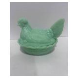 6" Jadeite Hen on Nest