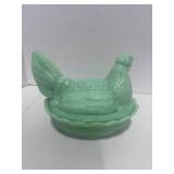 6" Jadeite Hen on Nest