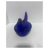 Royal Blue 6" Hen on Nest Tiny chip on base rim