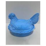 Baby Blue 6" Hen on Nest