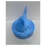 Baby Blue 6" Hen on Nest