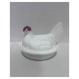Westmoreland 8" Milk Glass Hen on Nest