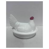 Westmoreland 8" Milk Glass Hen on Nest