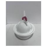 Westmoreland 8" Milk Glass Hen on Nest
