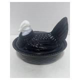 6" Black and White Hen on Nest