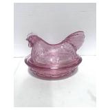 8" Pink Hen on Nest Made by Longaberger