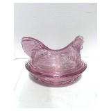 8" Pink Hen on Nest Made by Longaberger