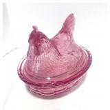 8" Pink Hen on Nest Made by Longaberger