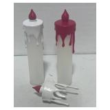2 Vintage Christmas Candle Plastic Candy Containers 3 1/4" tall. Extra Lid
