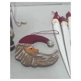 8 Vintage Wood Santa Claus Ornaments