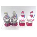Set of 4 Vintage Celluloid or Plastic Christmas Choir Boy Ornaments 3 1/2"