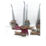 Set of 6 Adorable Mini Wood Spool Clip On Candle Holders for Christmas Tree