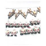 Vintage Mini Paper Chain Santa Clauses and Wooden Garland