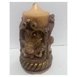 Vintage Handcrafted and Hand Painted Candle with Cherubs 6 1/1"