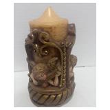 Vintage Handcrafted and Hand Painted Candle with Cherubs 6 1/1"