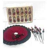 Vintage Mini Tree Topper, Mini Bulbs, Mini Tree Skirt and 11 Wooden Candle Picks