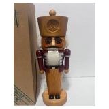 Vintage German Erzgebirgische Volkskunst Nutcracker Soldier All Natural Wood 10.25" tall w/ Box