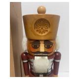 Vintage German Erzgebirgische Volkskunst Nutcracker Soldier All Natural Wood 10.25" tall w/ Box