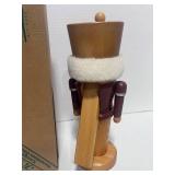 Vintage German Erzgebirgische Volkskunst Nutcracker Soldier All Natural Wood 10.25" tall w/ Box