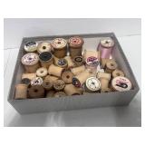 Box of Vintage Wooden Spools Great for Crafts