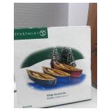 Vintage Style Wooden Box with Santa and Department 56 Wooden Canoe Village Accessories