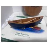 Vintage Style Wooden Box with Santa and Department 56 Wooden Canoe Village Accessories