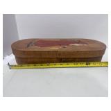 Vintage Style Wooden Box with Santa and Department 56 Wooden Canoe Village Accessories