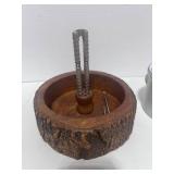 Wooden Nut Cracker Bowl and Honey Pot