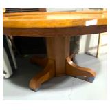 Amazing Vintage Solid Oak 56" Round Table w/ 2 Leaves Great Condition