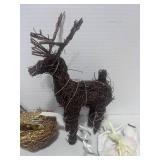 6 Misc Christmas Decorations: Acorn Bell, Reindeer, Gold Bird on nest