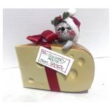Vintage Annalee Christmas Mouse with Cheese
