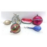 6 Vintage Christmas Ornaments: Diorama, Watermelon, Lute