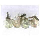 Set of 4 Vintage Hand Blown Fruit Christmas Ornaments: 2 Apples 2 Pears