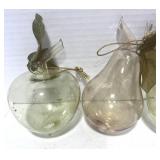 Set of 4 Vintage Hand Blown Fruit Christmas Ornaments: 2 Apples 2 Pears