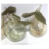 Set of 4 Vintage Hand Blown Fruit Christmas Ornaments: 2 Apples 2 Pears